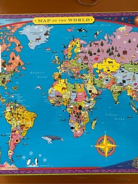 Map of the World 100-Piece Kids Puzzle - Blue